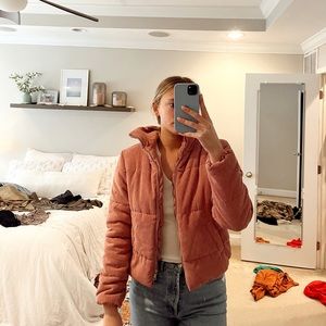 Pink puffer jacket